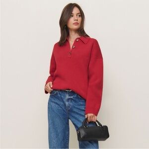 reformation Brooklyn polo cotton sweater - size XS